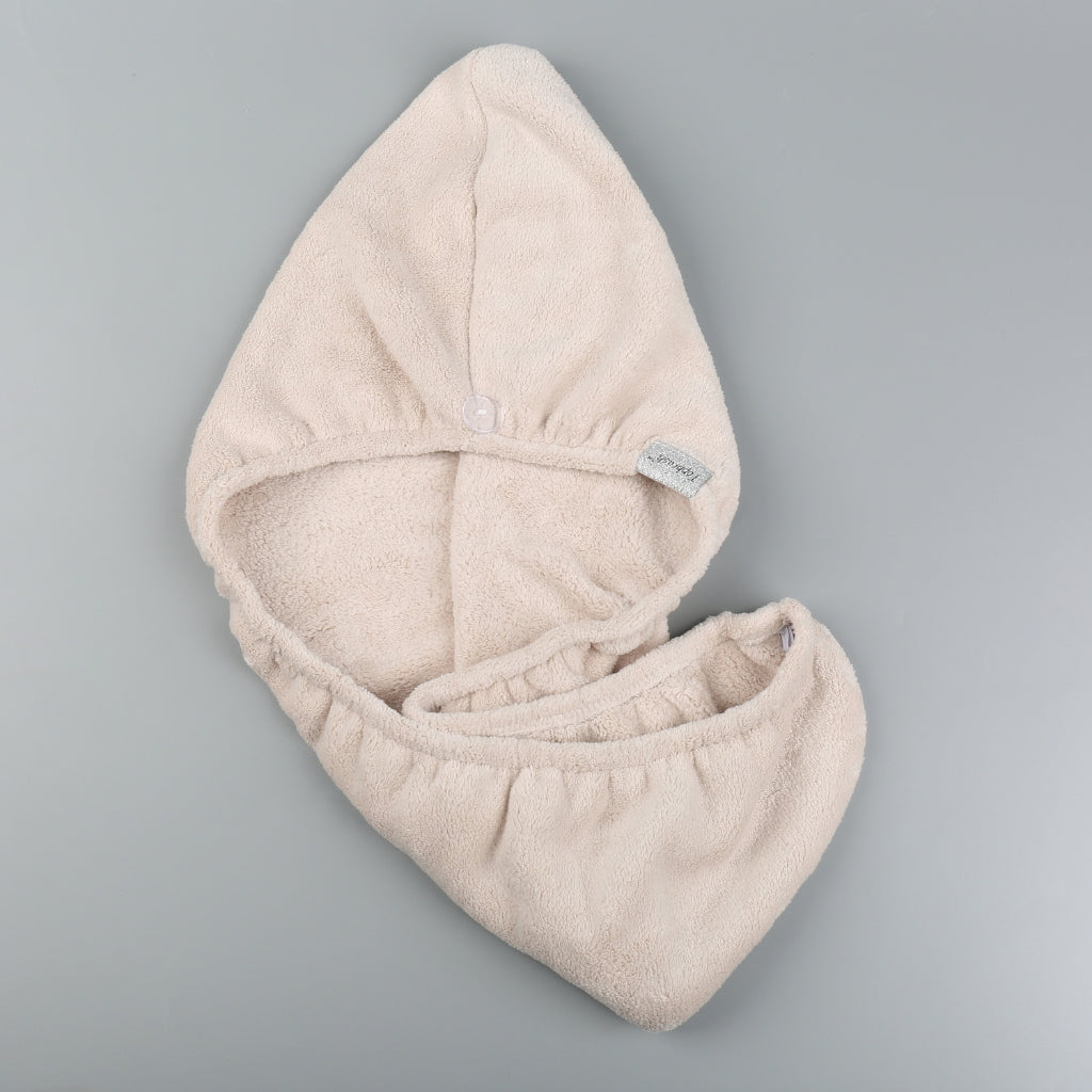 serviette cheveux microfibre beige